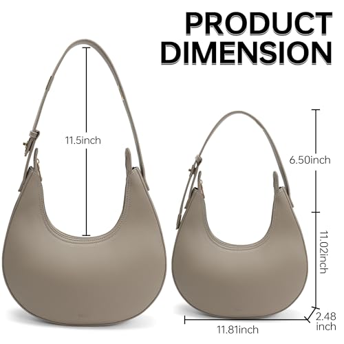 GEMIU Shoulder Purse for Women Classy Crescent Hobo Purse Slouchy Underarm Handbag with Wide Adjustable Strap - color: Khaki