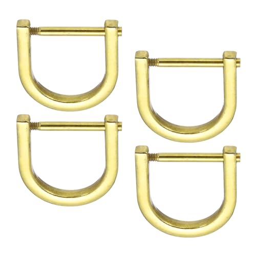 PATIKIL D-Rings Screw in Shackle, Horseshoe U Shape D Ring Zinc Alloy - color: Gold, size: 1-1/2"
