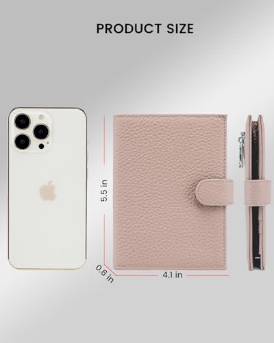 Karmiir RFID Passport Holder Travel Wallet for Women, Leather Passport Cover Wallet with Card Holders SIM Slots,Zippered Coins Pocket and Cash Slot Slim Compact Travel Wallet (Pink) - color: Nude Pink