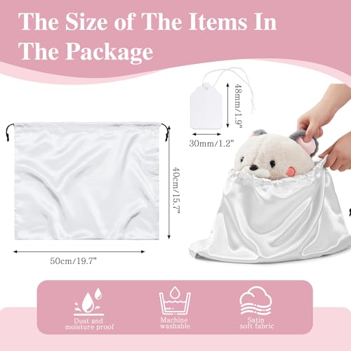 Ersmak 6 Pack Dust Bags for Handbags - Ivory White Silk Dust Cover Bag for Purses Shoes - Satin Drawstring Dustproof Bags for Travel Storage - 19.7 x 15.7 In - color: Ivory White, size: 19.7 x 15.7 In