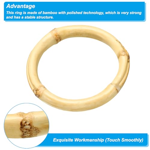 PATIKIL 2.5 Inch Bamboo Purse Handles, 4 Pcs Round Replacement Handmade Rings for Tote Bag Purse Making Decorations, Wood - color: Wood, size: 1.5 Inch