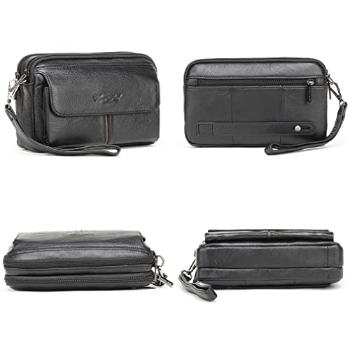 Leather Clutch Purse Wallet Men Wrist Bag - color: #04black