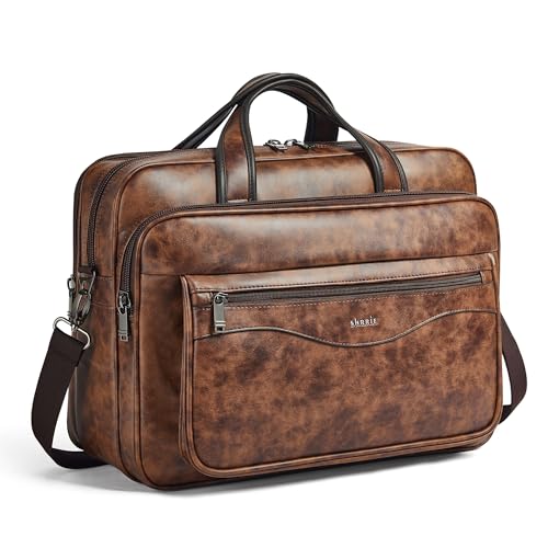 Shrrie Vegan Leather Laptop Bag 17 to 17.3 Inch for Men and Women - color: Brown