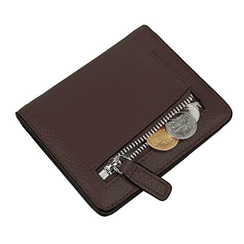 Small Leather Wallet for Women, Ladies Credit Card Holder RFID Blocking Women's Mini Bifold Pocket Purse - color: Coffee Rfid Blocking