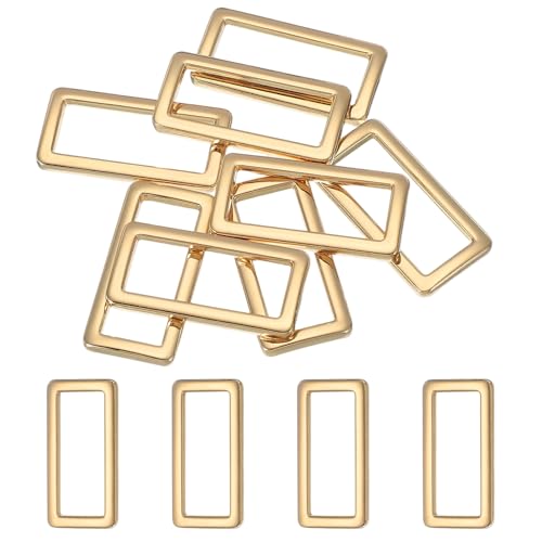 uxcell 8pcs Metal Flat Rectangle Ring, Rectangular Buckle Rings Square Strap Webbing Loop for Bag Belt Purse DIY - color: Light Gold, size: 39mm(1-1/2 inches)