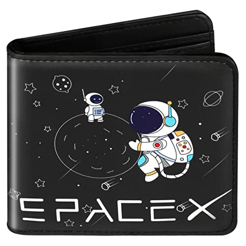Teen Boys Cool Wallet-Men Mens Men'S Space Leather Credit Id Card Cash Holder Man Black Rfid Blocking Zipper Wallets With Coin Pocket Id Window Aesthetic Teen Boy Male Youth Guys - color: space