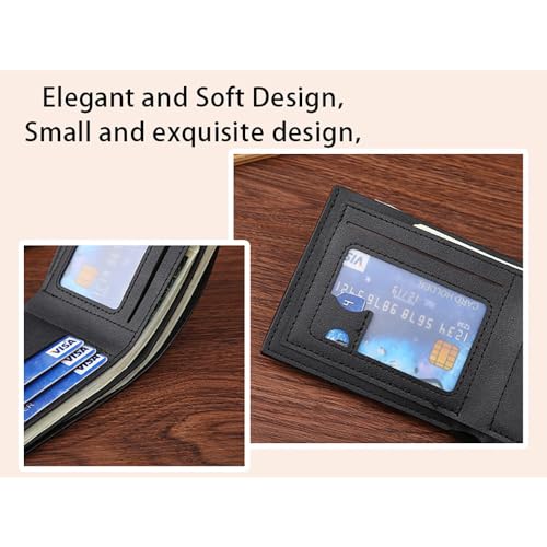 Slim Wallet for Men with Money Clip, Minimalist Wallet with Zipper, Bifold Mens Wallets with Credit Card Holder, PU Leather Men's Wallet with Coin Purse, Carteras Para Hombres (Black d) - color: Black d
