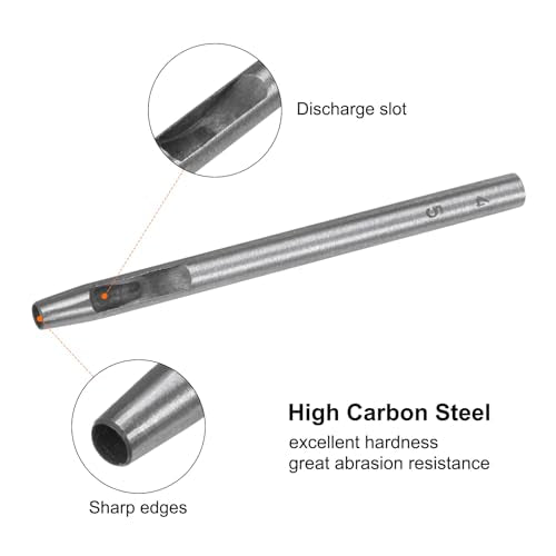 HARFINGTON 2pcs Hollow Punch for Leather 4.5mm Round Hole Punch Tool for Belt Puncher Carbon Steel Single Punch for Watch Belt Cut Leather Craft Rubber Paper Fabric Plastic Soft Material - size: 4.5mm