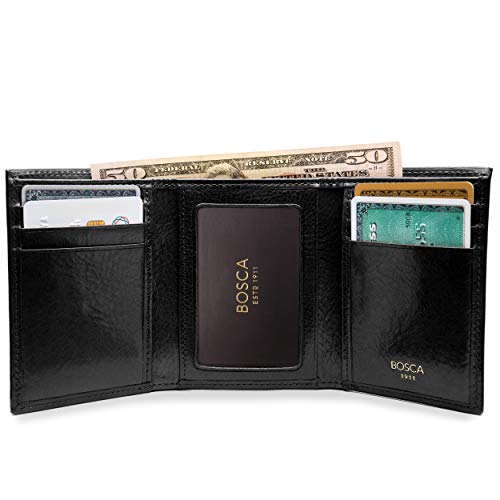 Bosca Men's Double I.D. Trifold - color: Black
