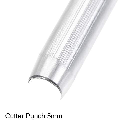 uxcell Half-Round Shaped Leather Cutter Punch 5mm Strap End Punch Tool for Crafting Strap Belt Wallet and Bag - size: 5mm
