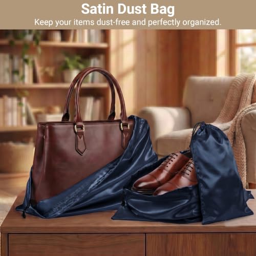 Q&J Fabric Co. 6 Pack Satin Dust Bag 19.7x23.6 inch Navy Blue 100% Polyester Silk Bag Purse Dust Bag Shoe Bags for Closet Purse Protector Bag Dust Covers for Purses - color: Navy Blue, size: 19.7"x23.6"