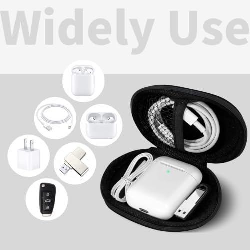 1 Pack Oval Earbud Case Storage Bag with Carabiner, Black | Portable EVA Carrying Case, For Wired/Wireless Headphones, SD Card Storage, Camera Chip - color: D11-black