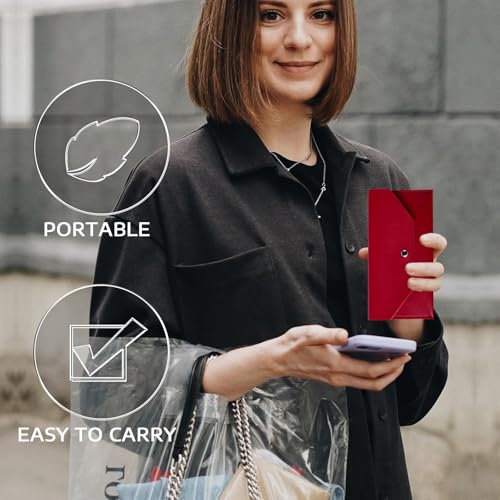 BLMHTWO Cash Wallets for Women - Reusable Leather Cash Envelope Wallet for Budgeting, Billing (Burgundy) - color: Burgundy