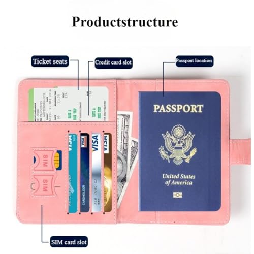 PU Leather Magnetic Buckle Multifunctional Passport Holder Wallet with RFID Blocking, SIM Card Storage, Map Exit Card Bag, Unisex Travel Document Organizer (Dark Blue) - color: dark blue