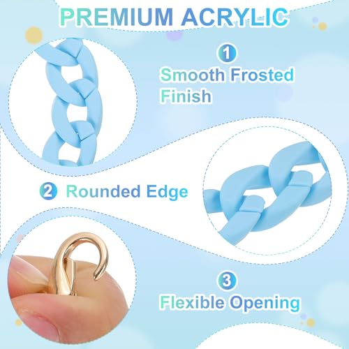 PATIKIL 15" Acrylic Purse Chain Acrylic Chain Linking Rings Sky Blue - color: Matte Sky Blue