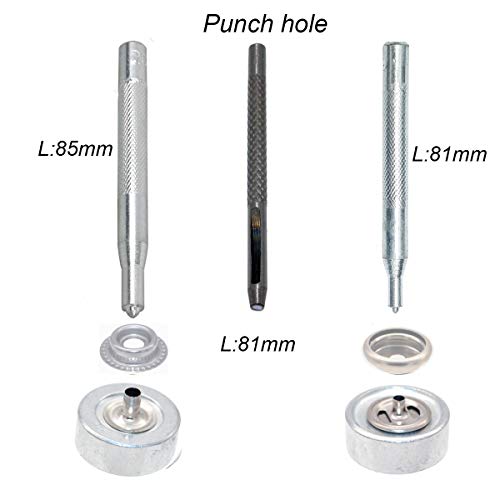 72pcs 15MM Stainless Steel Fastener Snap Press Stud Button for Marine Boat Canvas with Punching Set Tool Kit Silver (4 Components, 18pcs for Each) - color: Silver with Tools