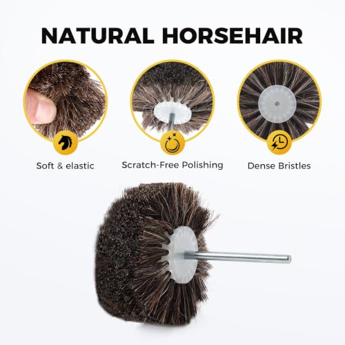 Bacar Horsehair Bunish Drill Brush for Waxing & Delicate Surface Polishing - style: Flat Head