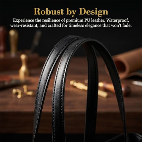 Winsyison 4pcs Leather Purse Band with Rivets, 28.15in, Black & Grey | Adjustable, Wraps Mount Handbag Handles, Long Bag Belt, for Purse, Handbag, Shopping Tote Bags - color: Black & Grey-4pcs