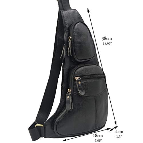 Leather Sling Bag Crossbody Backpack for Men Women Travel Outdoor Sports Hiking Camping Shoulder Chest Day Pack Daypack - color: #02black(s)