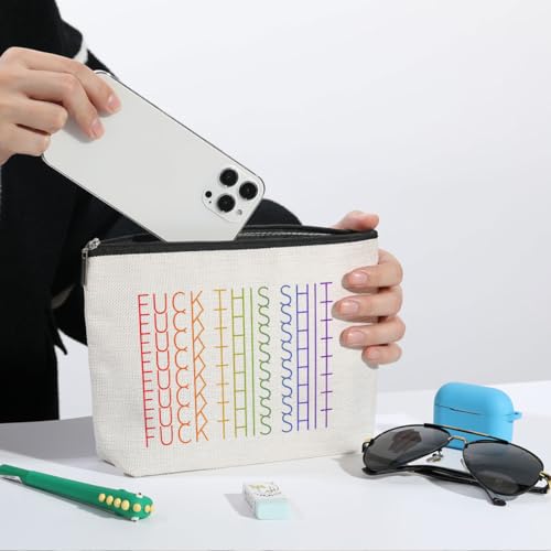 ZHAMEN F*ck This Shit Makeup Bag Funy Cosmetic Bags for Women | Travel Bags for Toiletries Large Capacity Zipper Makeup Pouch, Purse Organizer Pouches, Funny Birthday Christmas Gift - color: Multicolor 1478