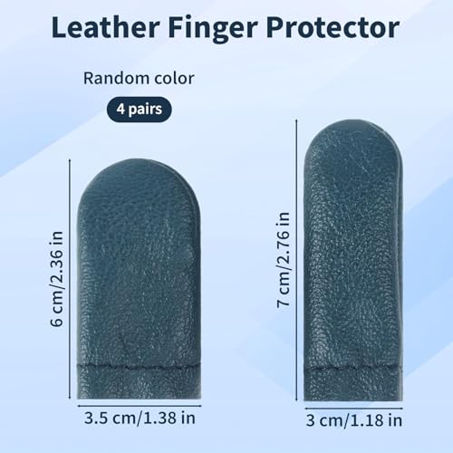 Leather Finger Protector Needle,4 Pairs Needle Felting Knitting Finger Protector, Needle Felting Knitting Finger Thimble Guards Tools, Needlework Fingers Thumb Protection Sleeve Cots(Random Color)