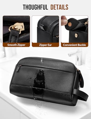 PU Leather Toiletry Bag for Men, Black, Large - color: Black, size: Large