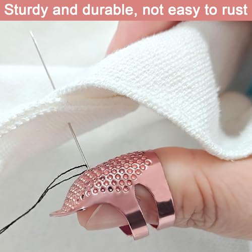 1 Pcs Adjustable Metal Sewing Thimble Finger Protector Open Top Ring Thimble Fingertip Shield for Quilting Embroidery Hand Sewing Tool(Rose Gold, M) - color: Rose Gold|M