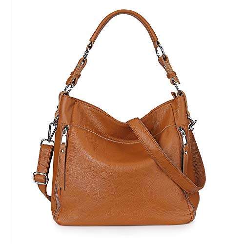 YALUXE Women's Real Leather Shoulder Bags Hobo Handbags Purse Crossbody Bag - color: Z2 Brown