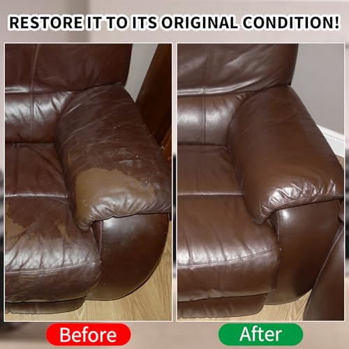Leather Recoloring Balm,8.5oz Leather Color Restorer,Medium Brown Leather Repair kit for Furniture and Car Interior,Leather Couch Scratch Repair,Leather Dye Paint for Faded,Cracked and Damaged Leather - color: Medium Brown, size: Leather Recoloring Balm