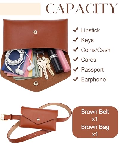 Eurzom PU Leather Waist Belt Bag for Women Adjustable Stylish Waist Pouch Equestrian Belt Bag for Daily Y2k Accessory(Brown) - color: Brown