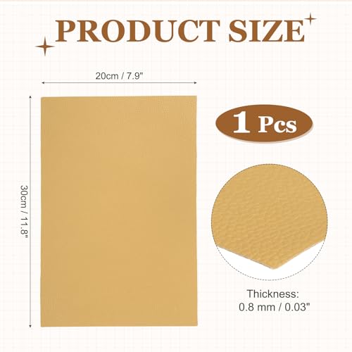 MECCANIXITY Top Grain Leather Sheet 11.8 x 7.9 Inch Natural Cow Leather 0.8mm Fabric Pieces for DIY Craft Furniture Office Belts Notebook Covers, Beige - color: Beige, size: 0.8mm