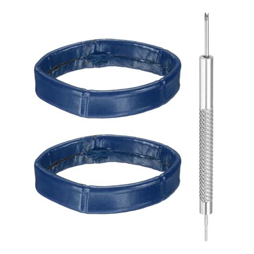 HARFINGTON Leather Watch Band Loops Replacement Watch Band Keeper Watch Strap Holder Retainer Wristwatch Strap Fastener Rings - color: Dark Blue, size: 24mm