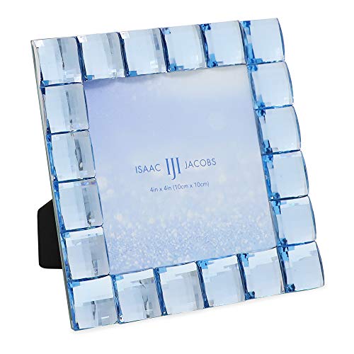 Isaac Jacobs Decorative Sparkling Jewel Picture Frame (4x4, Light Blue) | Jewel Picture Frame, Photo Display & Home Decor Two-way easel for vertical or horizontal display. Does NOT hang on wall - color: Light Blue, size: 4x4