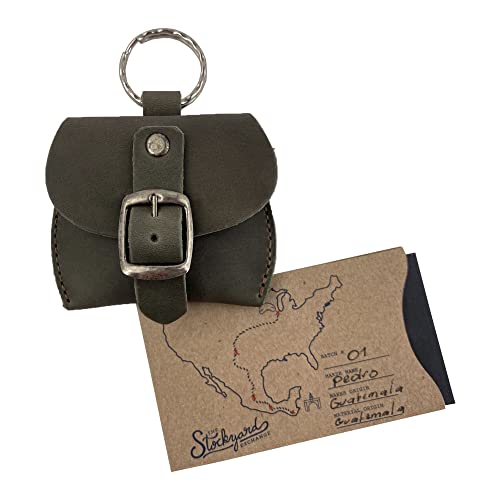 Hide & Drink, Tiny Purse Keychain Handmade from Full Grain Leather, Key Ring Pouch, Mini Bag, Cute Accessories :: Dark Jade - color: Dark Jade