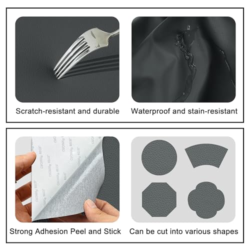 XSunLea Self Adhesive Leather Repair Patch,8x12 inch Vinyl Repair Kit,Leather Repair Kit for Furniture,Car Seat,Couch,Office Chair,2 Pcs Dark Gray - color: Dark Gray, size: 8*12inch
