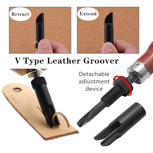 Leather Beveler Tool, 1 Pack, Adjustable Groover V Type Cutter
