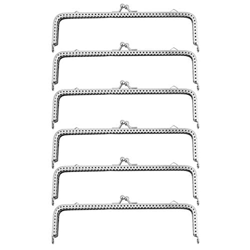 Silver Rectangular Kiss Lock Frame 7 Inch Purse Hardware for Bag Making Metal Clutch Purse Clasp Diy Craft Accessories
