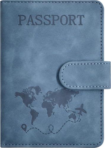 Passport Holder, Passport Cover with Credit Card Slot and Boarding Pass Slot Combo, Passport Wallet Case Book Travel Must Have, RFID Blocking Leather Travel Accessories, Navy Blue - color: Navy Blue