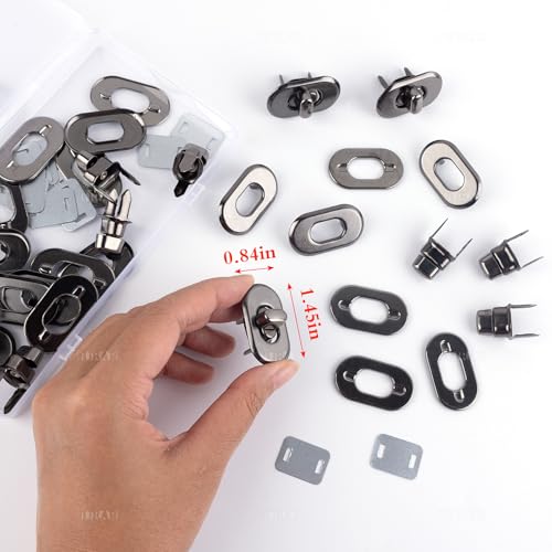 AUEAR, 12 Pack Black Turn Lock Clasp Hardware Purse Closure Latches Handbag Twist Fasteners for DIY Bag Craft Project - color: Black