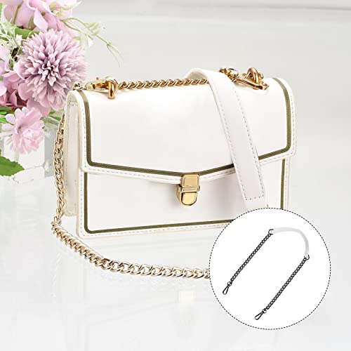uxcell Purse Chain Strap, 39" Leather Iron Flat Chain Strap Handbag Chains Purse Handles Shoulder Replacement Strap (White Strap Grey Chain) - color: White, Grey, size: 39"