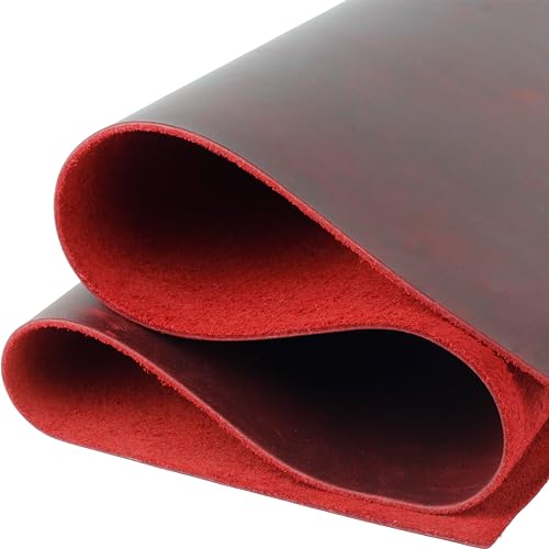 Real Leather Tooling Sheets - for Crafting Tools, Leather Wallets, Leather Materials - Thick Crazy Horse Leather Sheets - Not Faux Leather Sheets (Red, 24"x12") - color: Red, size: 24"x12"
