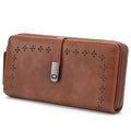 Wallet for Women Large Capacity RFID Blocking Leather Bifold Card Holder with Zipper Change Pocket - color: B01 Brown