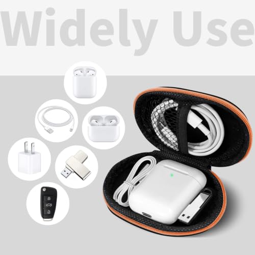 1 Pack Oval Earbud Case Storage Bag with Carabiner, Orange | Portable EVA Carrying Case, For Wired/Wireless Headphones, SD Card Storage, Camera Chip - color: D4-oval orange
