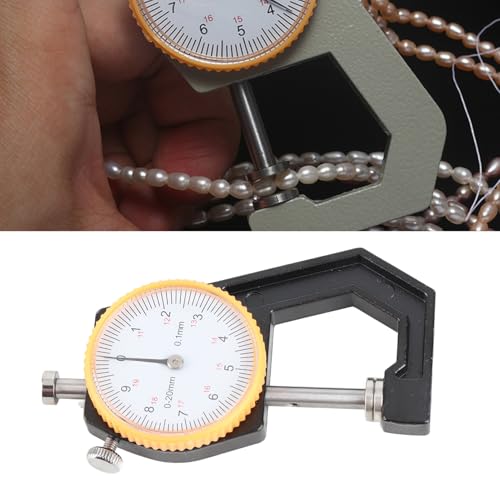 Thickness Gauge, Steel Material White Dial with Fine Scale for Measuring Jewelry Leather Metal Plate, 0.1mm Accuracy 0‑20mm Range (0-20mm Thickness Gauge) - size: 0-20mm thickness gauge
