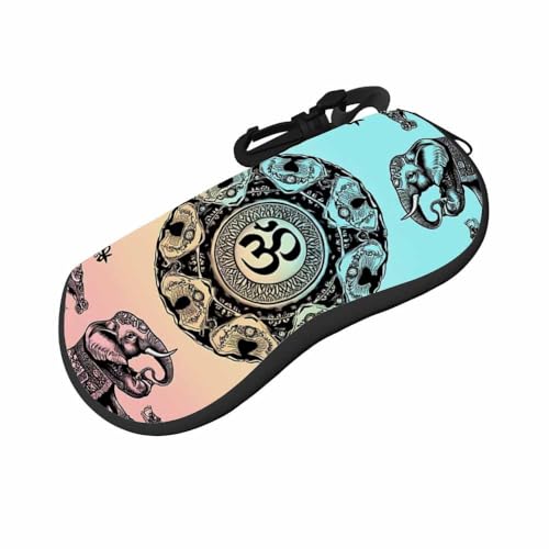 IBILIU Eyeglasses Case Circuit Board Ultra Light Neoprene Sunglasses Case,Soft Reading Glasses Case For Women Men - color: Elephant Mandala