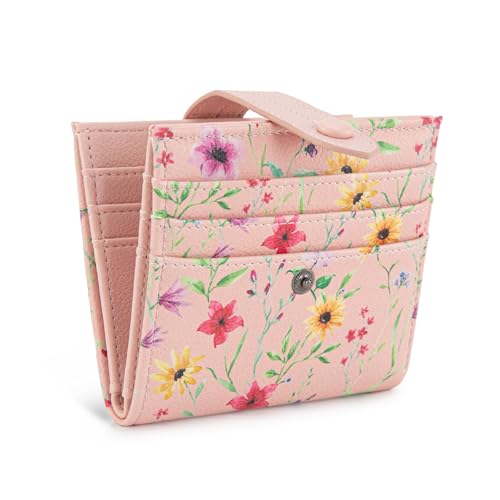 Montana West X Wrangler Small Wallets for Women Ladies Girls RFID Minimalist Card Holder Billfold Thin Cash Wallet with Zipper Coin Pocket WG216-W065LPK - color: Fantasy of Flower Dreams