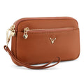 Genuine Leather Wristlet Wallets for Women Clutch Purse with Detachable Strap Slim Phone Wallet for Travel Wedding - color: Brown