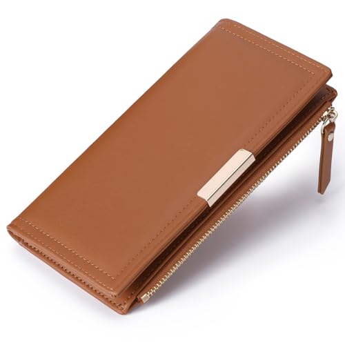 Slim Women's Wallet Ladies Credit Card Holder Bifold RFID Blocking - color: A05 Brown