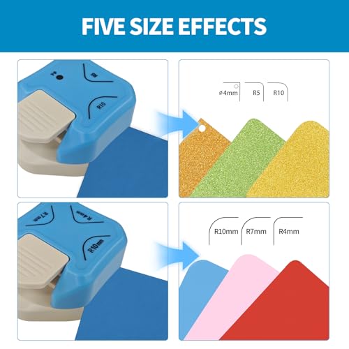 3-in-1 Paper Corner Rounder, Compact and Durable for 4mm/5mm/7mm/10mm Radiusand and Perforation, Round Corners Cutter Ideal for Card Making,Photo Cutter,Scrapbooking and DIY Projects - size: 2pack
