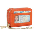 imeetu Rfid Credit Card Holder, Businese Card Case, Wallet for Women Men | Genuine Leather Card Wallet with id Window, Keychain & Double Zipper, Water-resistan Small Wallet with Gift Box, Daily Travel - color: Max - Orange